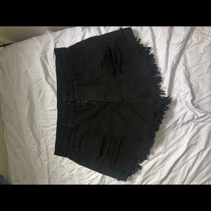 Black denim shorts